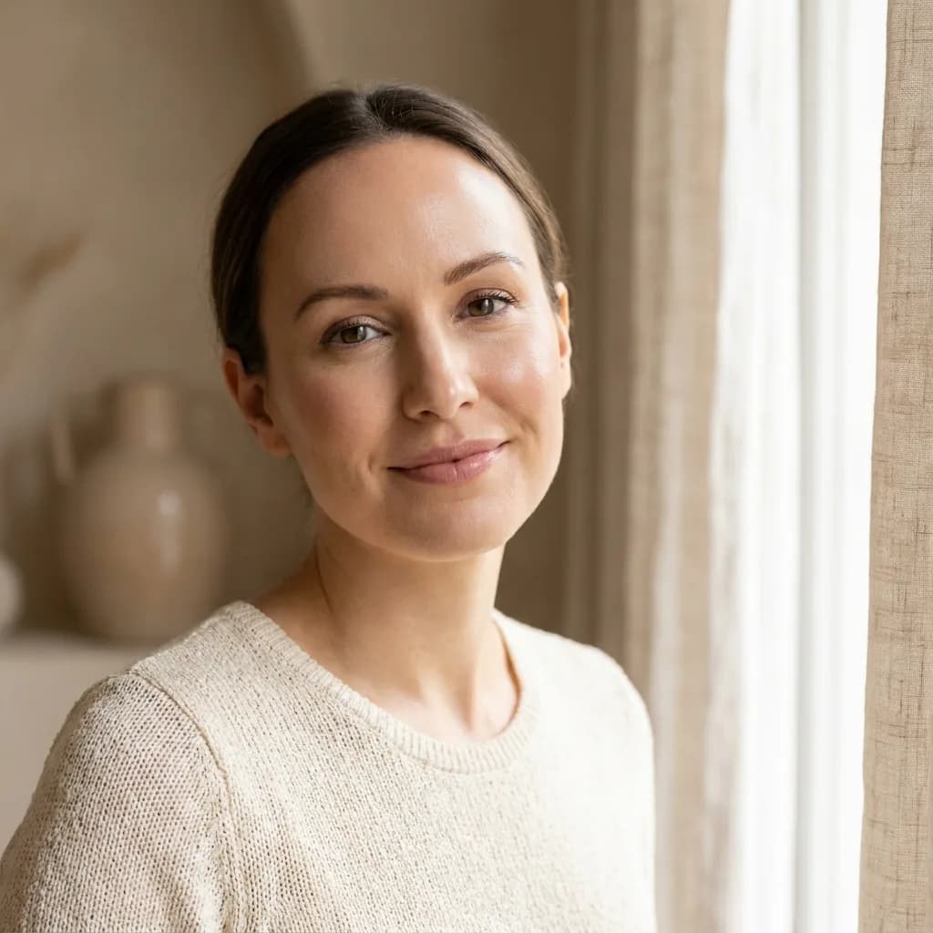 Close-up portrait of a woman with smooth skin