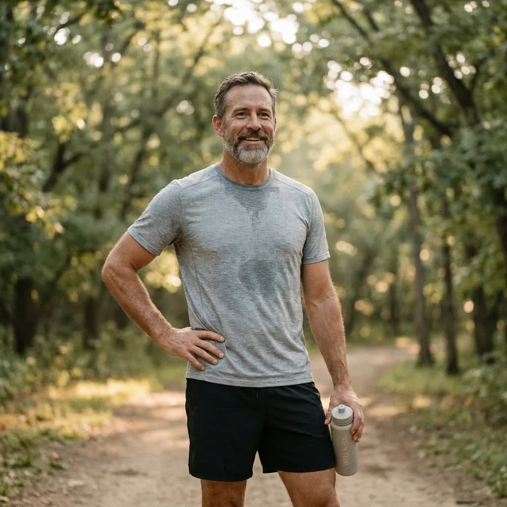 Fit man in his 40s after an outdoor run
